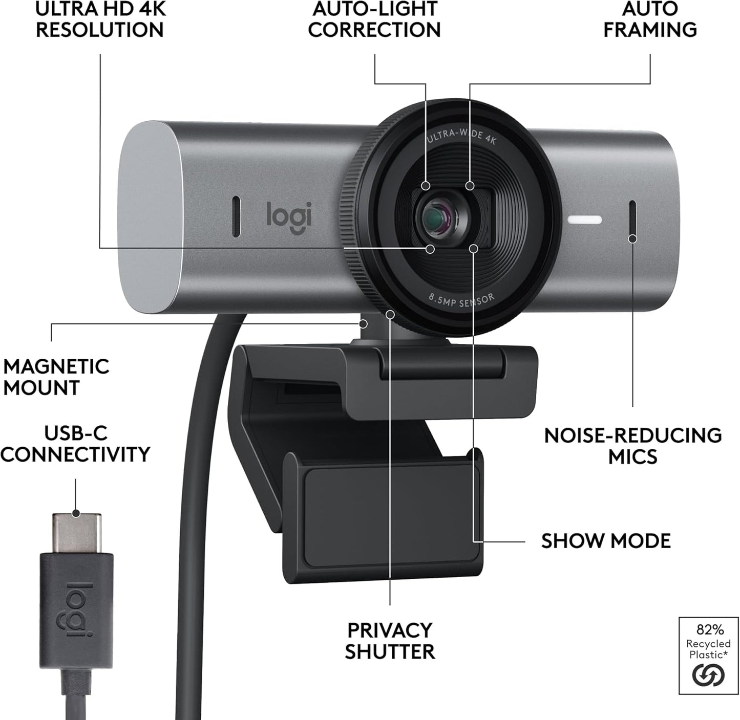 Logitech MX Brio 4K Webcam Graphite - New Condition