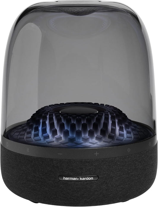 Harman Kardon Aura Studio 4 Bluetooth Speaker – 360° Sound, Diamond-Effect Lighting, Light Grey - New Condition