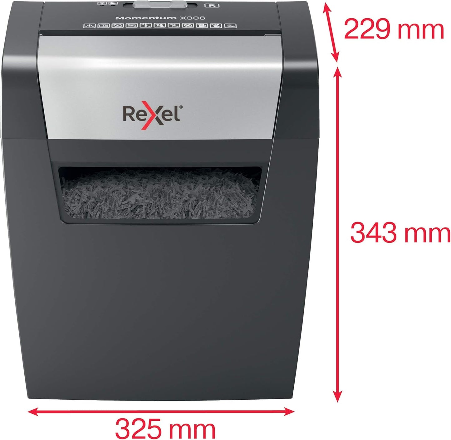 Rexel Momentum X308 Cross Cut Paper Shredder 15L Bin – Black - Excellent Condition