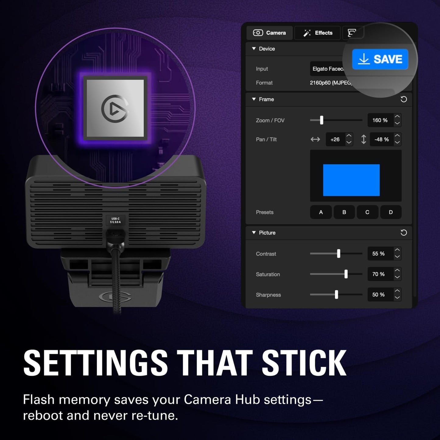 Elgato Facecam 4K - 4K60 Studio Webcam, DSLR-Like Control - New Condition