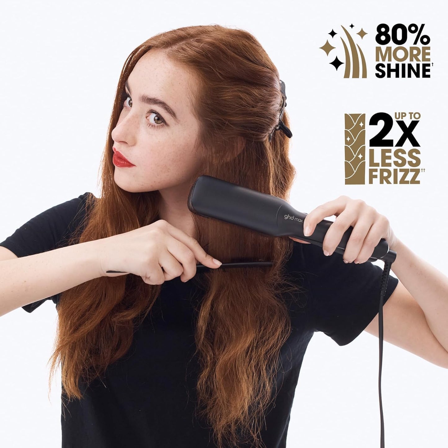 ghd Max Wide Plate Hair Straightener Black – 185°C, Universal Voltage - New Condition