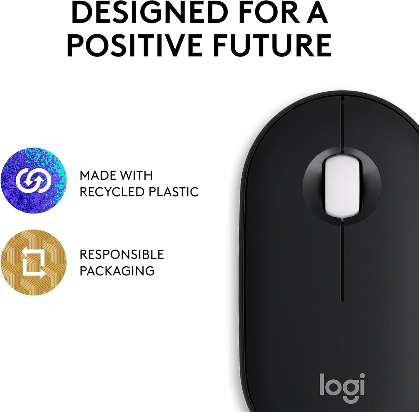 Logitech Pebble Mouse 2 M350s Bluetooth Mouse – Tonal Graphite - New Condition