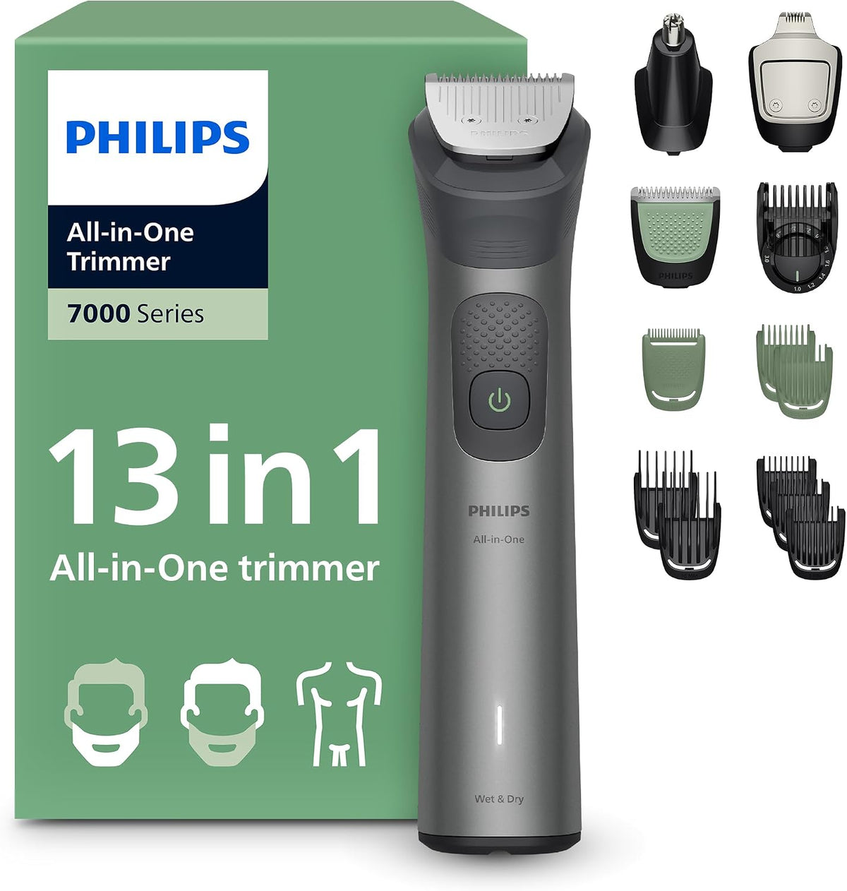 Philips Multigroom 7000 Series 13-in-1 Trimmer – MG7922/15, 16 Length Settings - Excellent Condition
