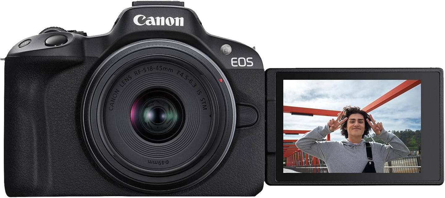 Canon EOS R50 Mirrorless Camera with RF-S 18-45mm Lens – 24.2MP, 4K, Black - New Condition