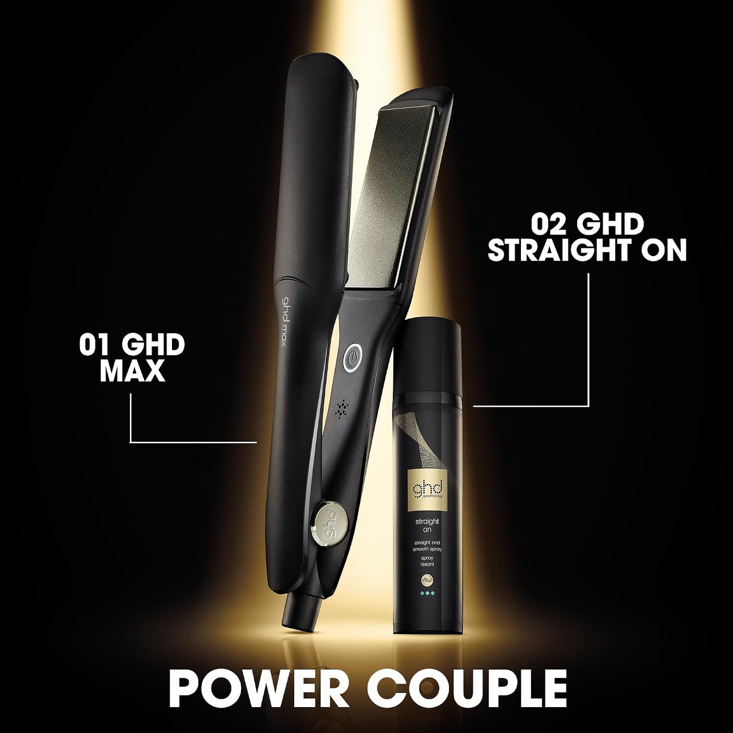 ghd Max Wide Plate Hair Straightener Black – 185°C, Universal Voltage - New Condition