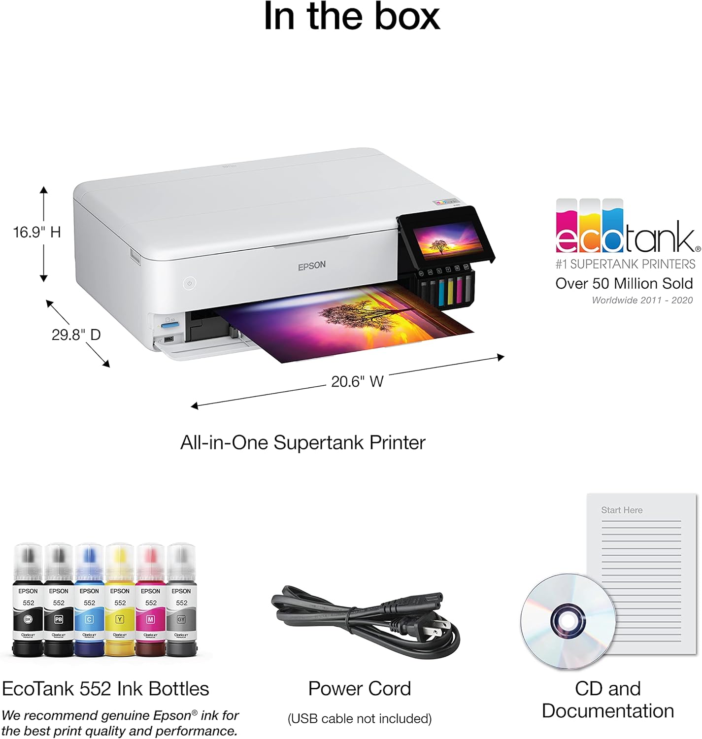 Epson EcoTank Photo ET-8500 Multifunction Photo Printer - New Condition