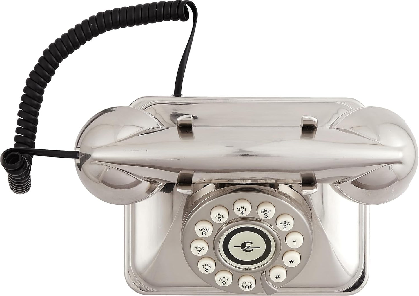 Crosley CR62-BC Kettle Classic Desk Phone with Push Button Technology, Brushed Chrome - New Condition