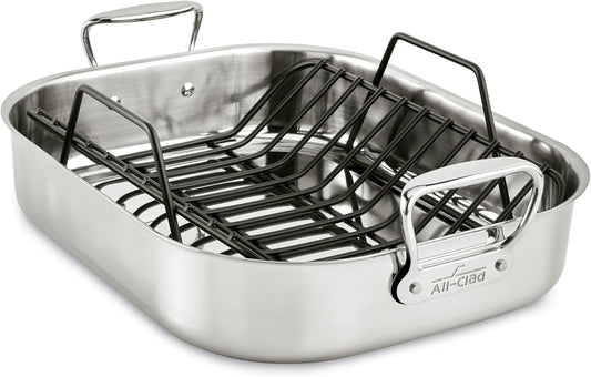 All-Clad Stainless Steel Roaster with Nonstick Rack 16-Inch - New Condition