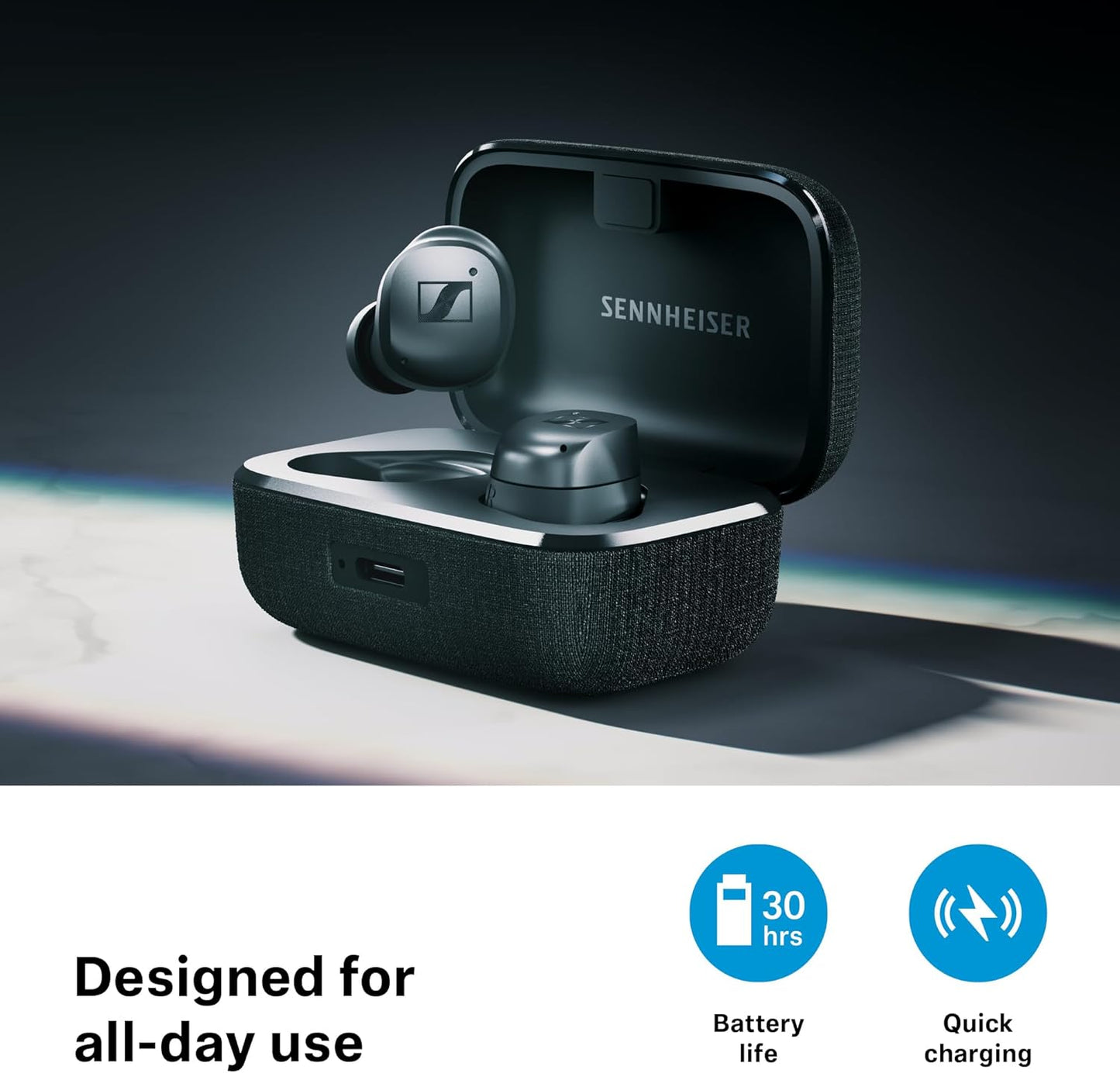 Sennheiser MOMENTUM True Wireless 4 – Smart Bluetooth Earbuds with Adaptive ANC & 30-Hour Battery White Silver - Good Condition