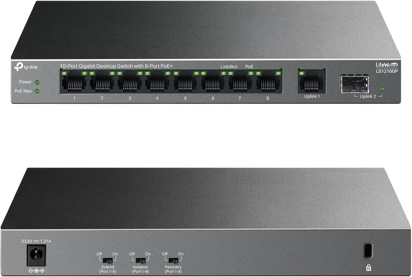 TP-Link LS1210GP 10-Port Gigabit Desktop PoE+ Switch - New Condition