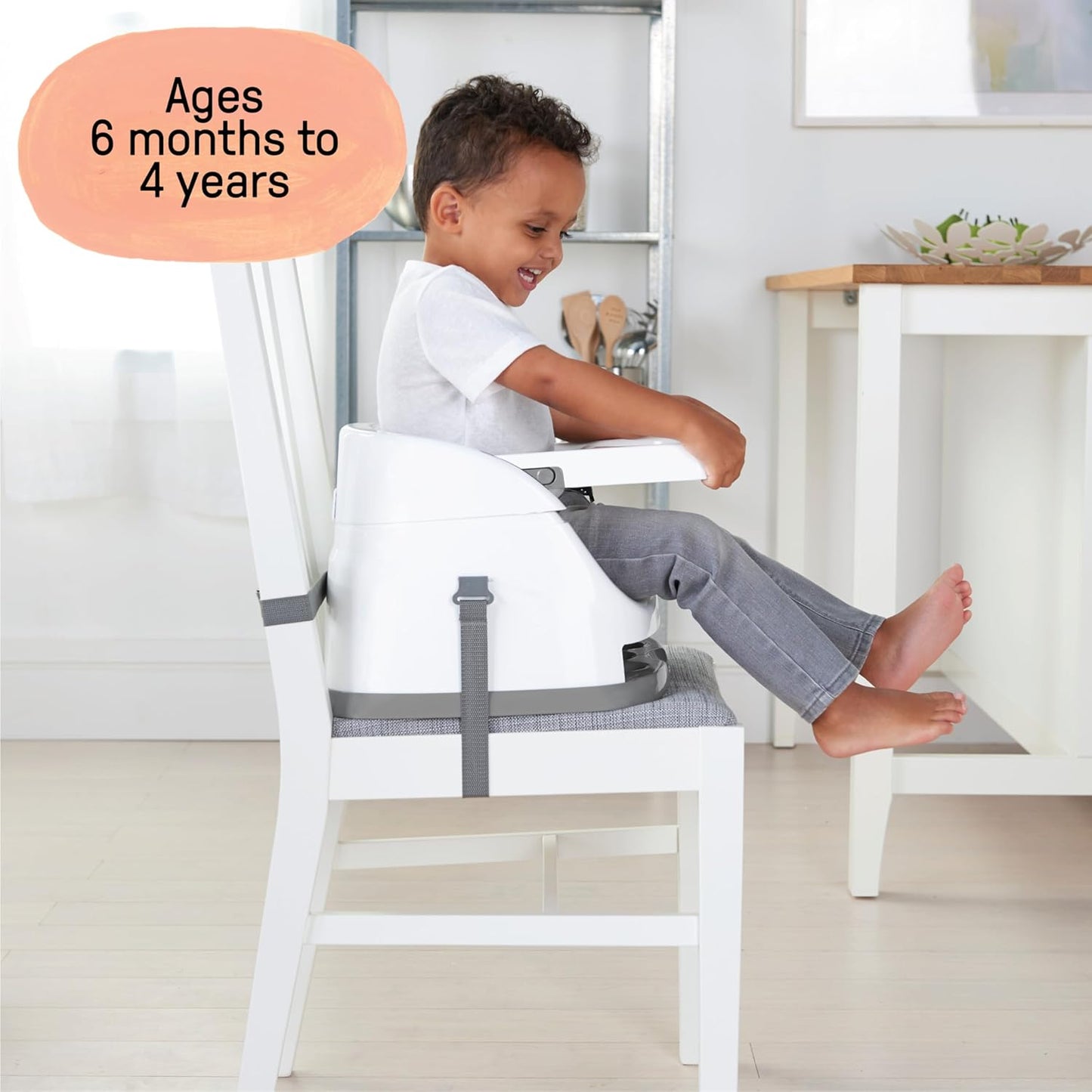 Ingenuity Baby Base 2-in-1 Booster Feeding & Floor Seat with Tray - Slate - New Condition