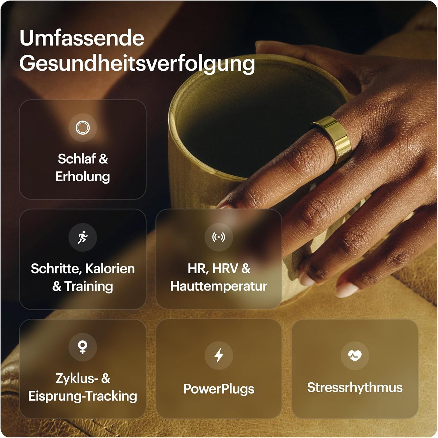 Ultrahuman Ring AIR Sleep & Fitness Tracker Gold Size 8 - Excellent Condition