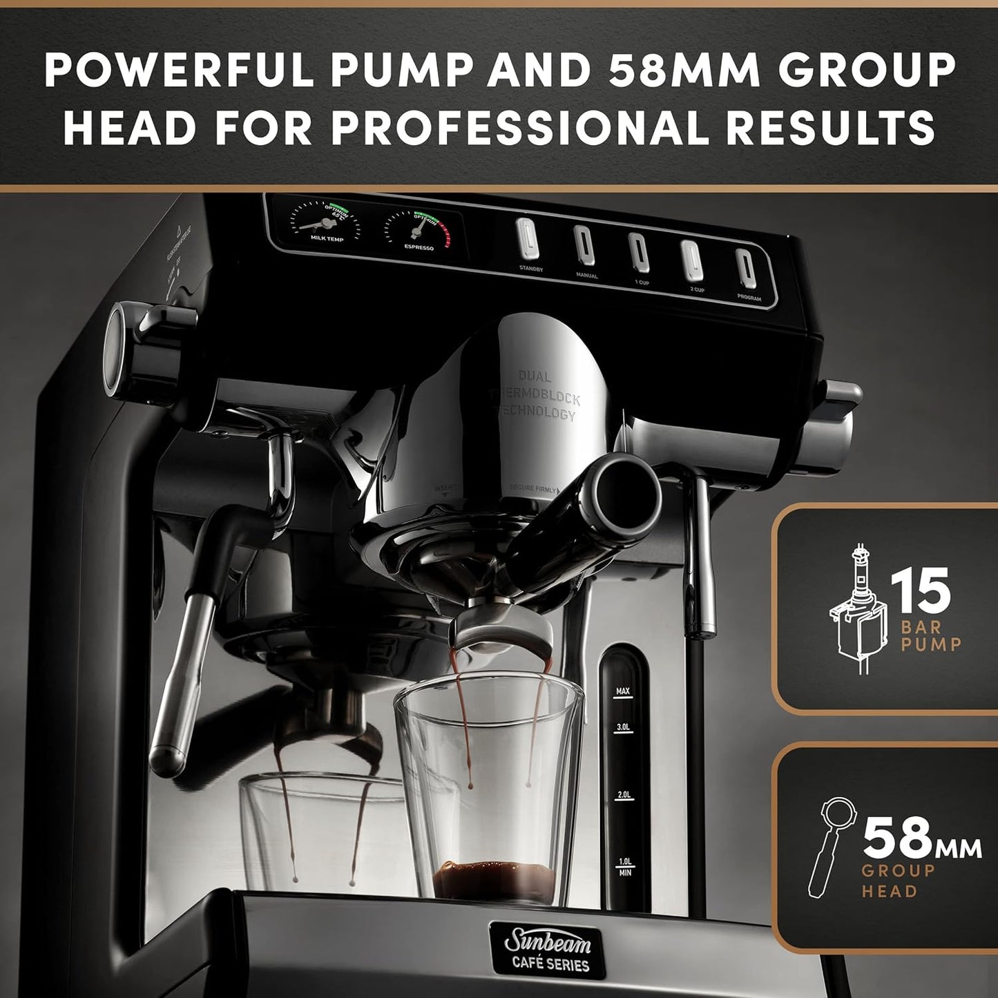 Sunbeam Café Series Duo Manual Espresso Coffee Machine - New Condition