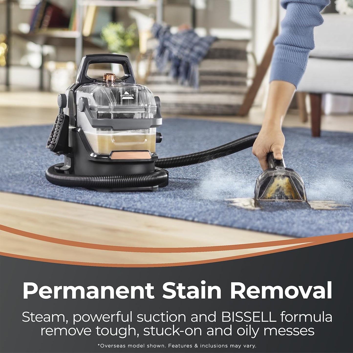 BISSELL SpotClean HydroSteam, Powerful 1100w Spot Cleaner for Carpets, Rugs, Upholstery, Pet Messes, Tiles, & Grout - New Condition
