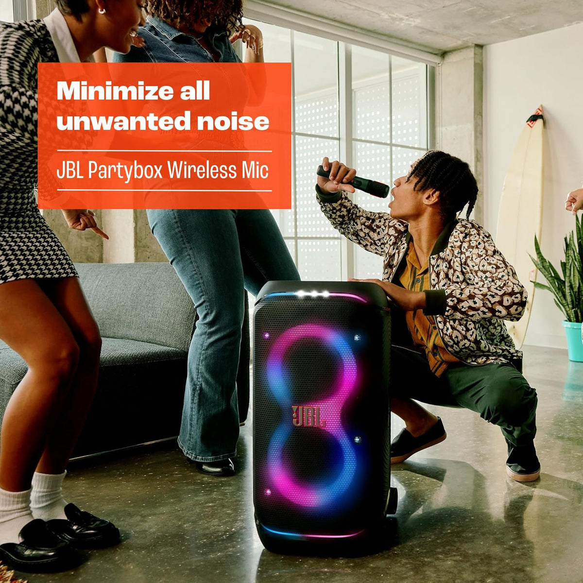JBL PartyBox Wireless Microphone – Clear Voice, 20-Hour Battery, 2.4GHz Wireless, Black - New Condition