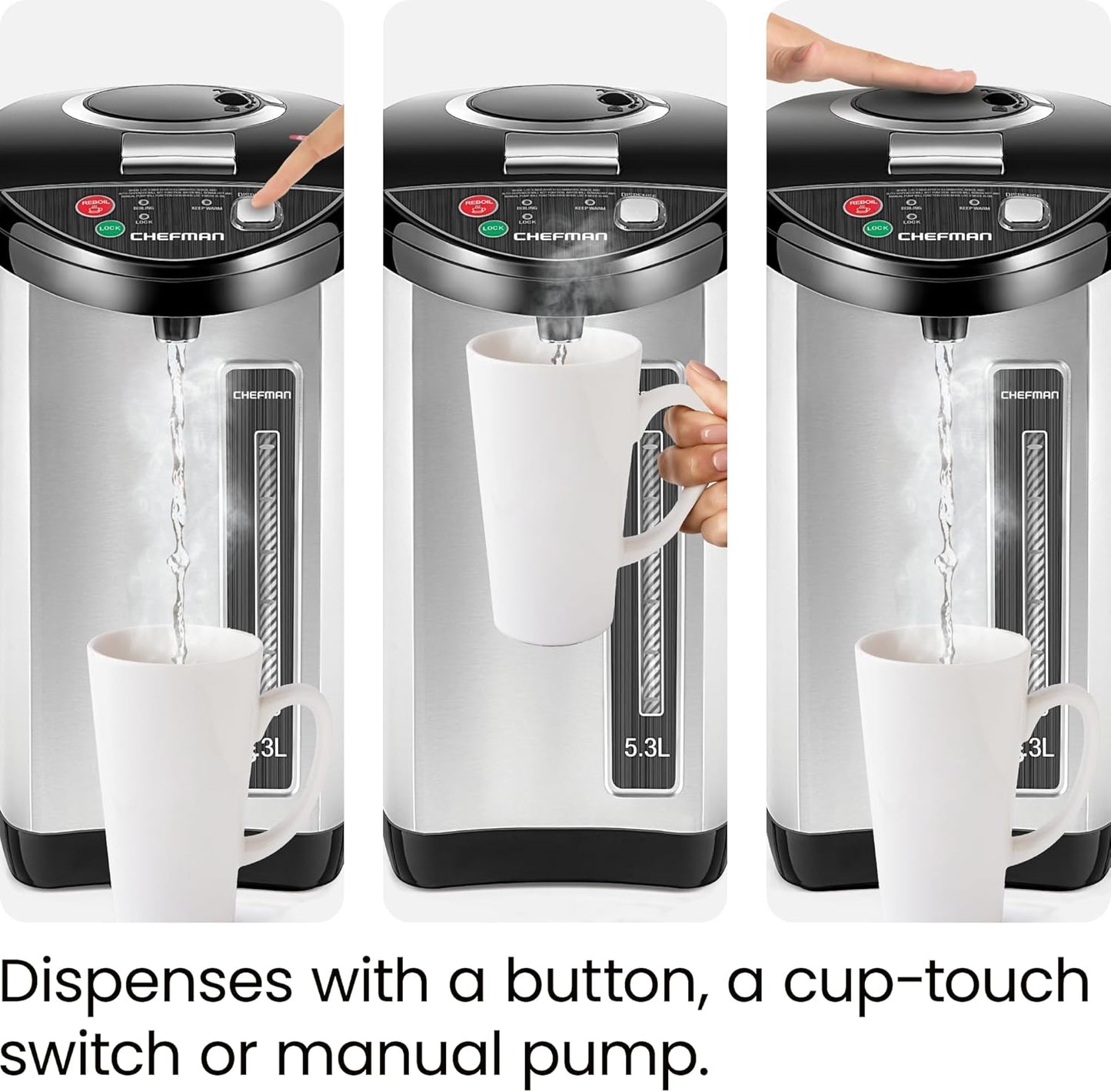 Chefman 5.3L Electric Hot Water Dispenser Urn Stainless Steel 1700W - New Condition
