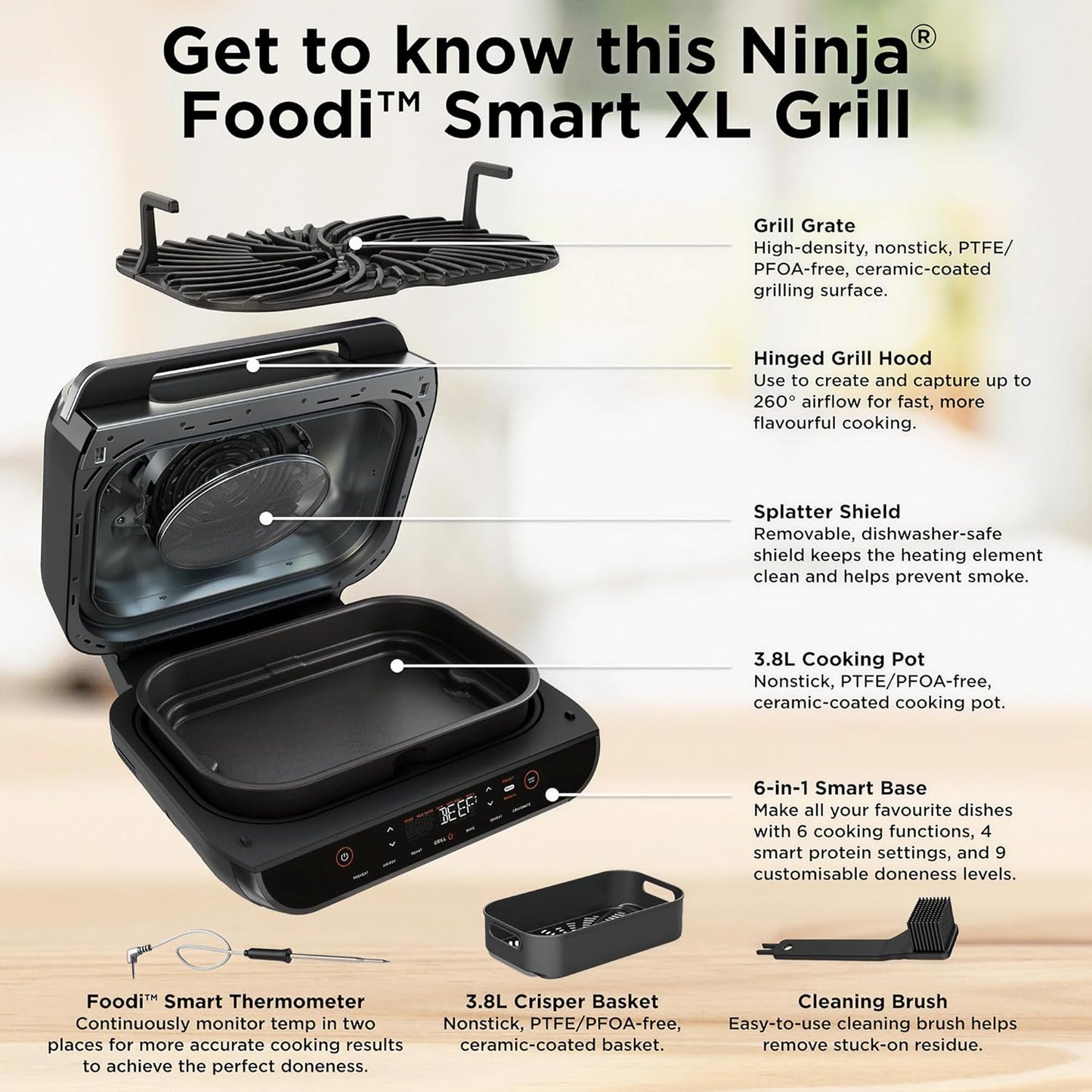 Ninja Foodi Smart XL Grill & Air Fryer 5.7L - AG551ANZ - Excellent Condition