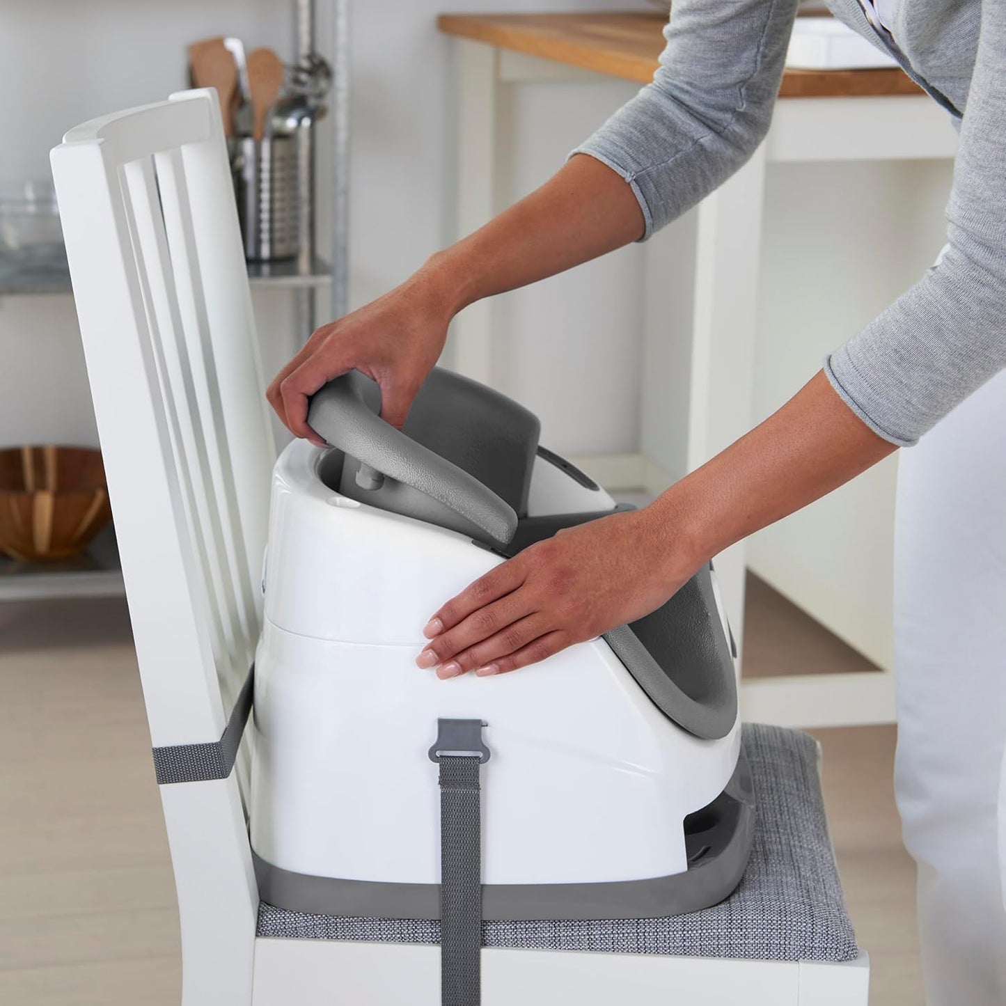 Ingenuity Baby Base 2-in-1 Booster Feeding & Floor Seat with Tray - Slate - New Condition