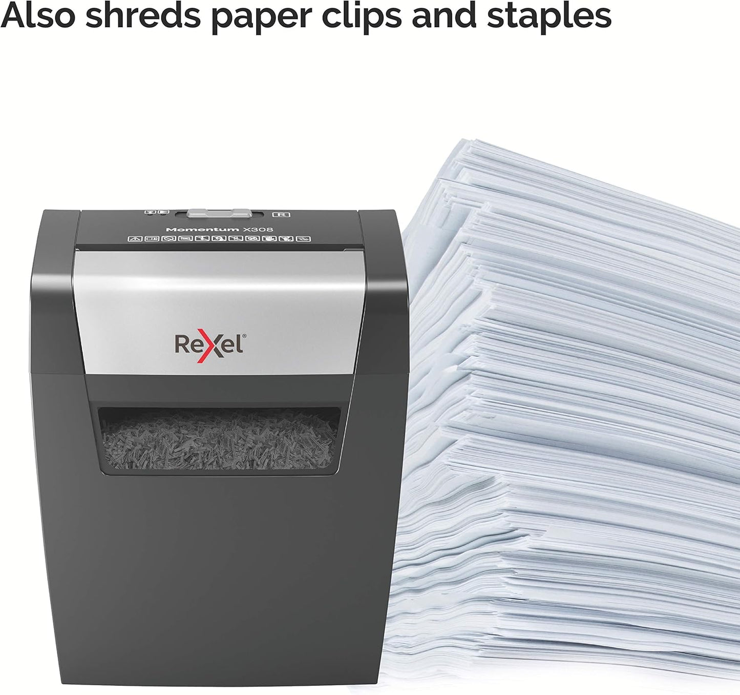 Rexel Momentum X308 Cross Cut Paper Shredder 15L Bin – Black - Excellent Condition