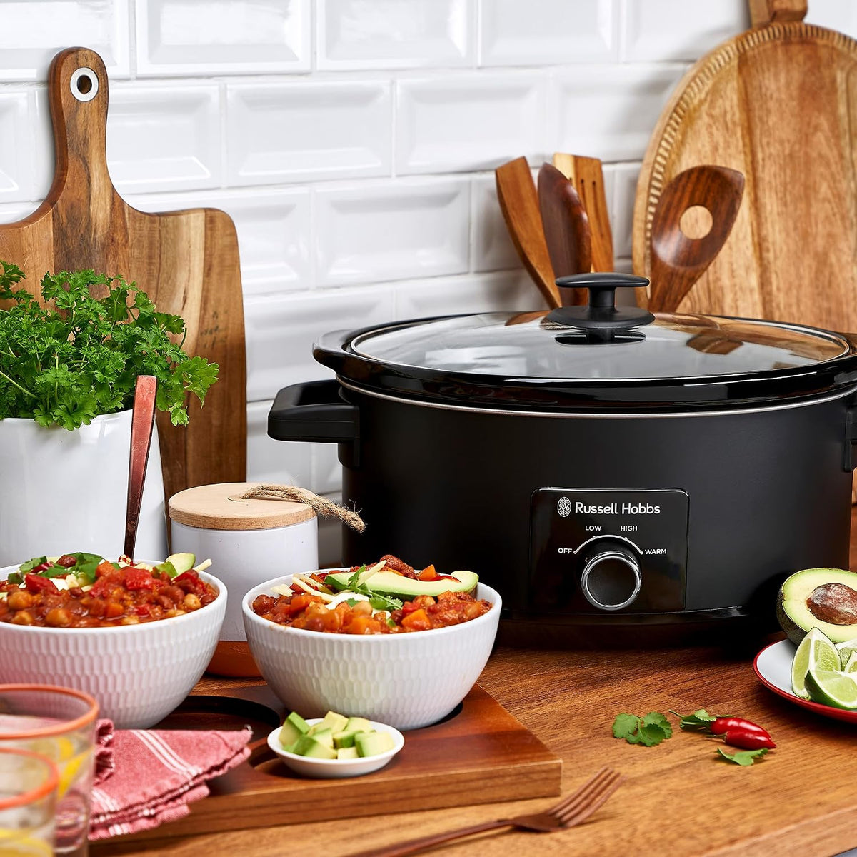 Russell Hobbs RHSC7 7L Slow Cooker with Ceramic Bowl – Matte Black - Excellent Condition