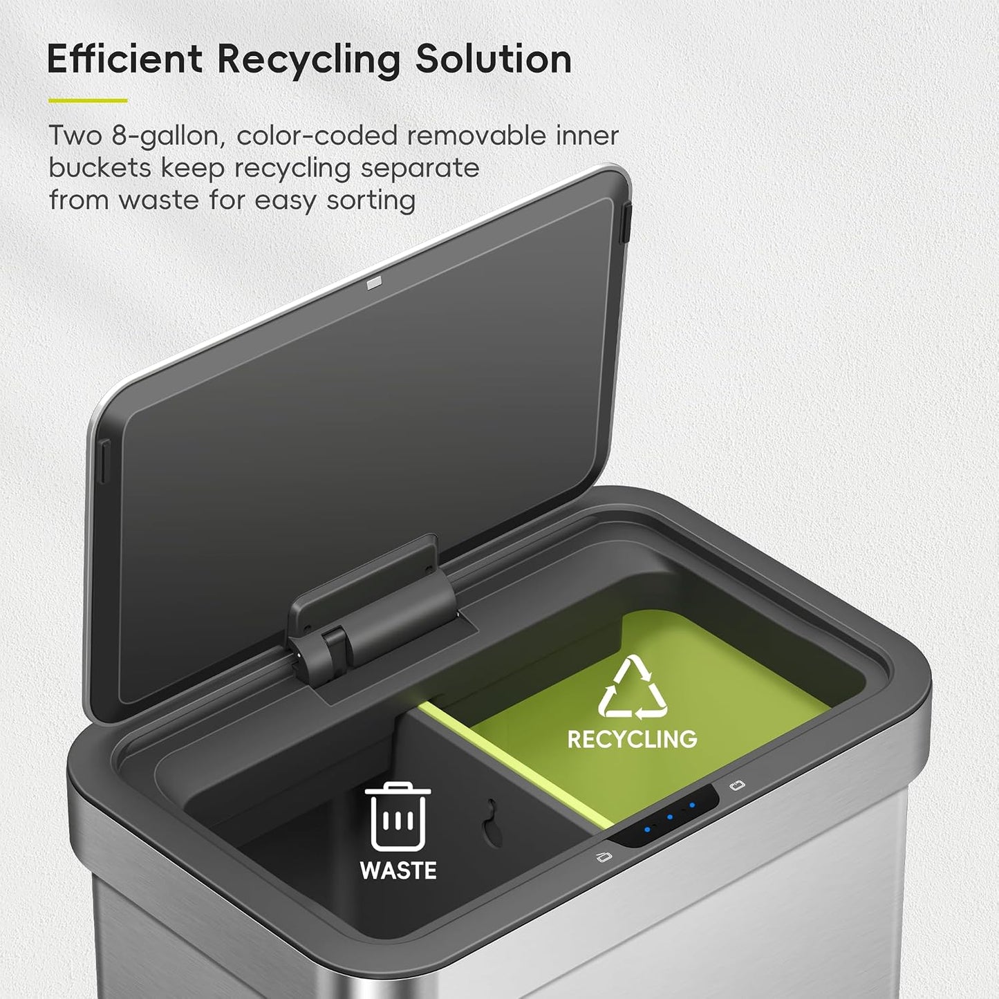 EKO Nova 60L Dual Compartment Sensor Bin 30L+30L Stainless Steel - New Condition