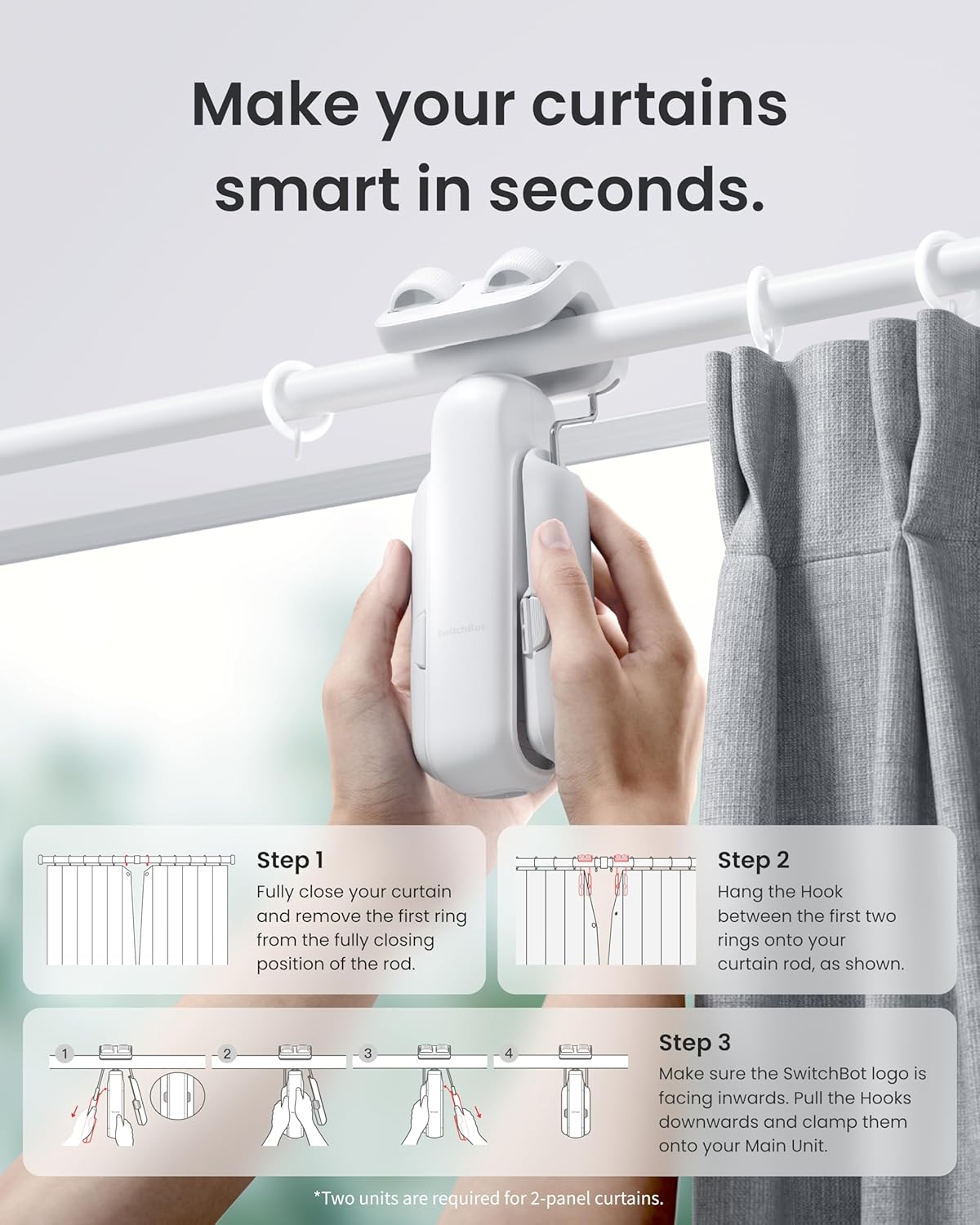 SwitchBot Curtain 3 Smart Automatic Curtain Opener – U Rail - New Condition