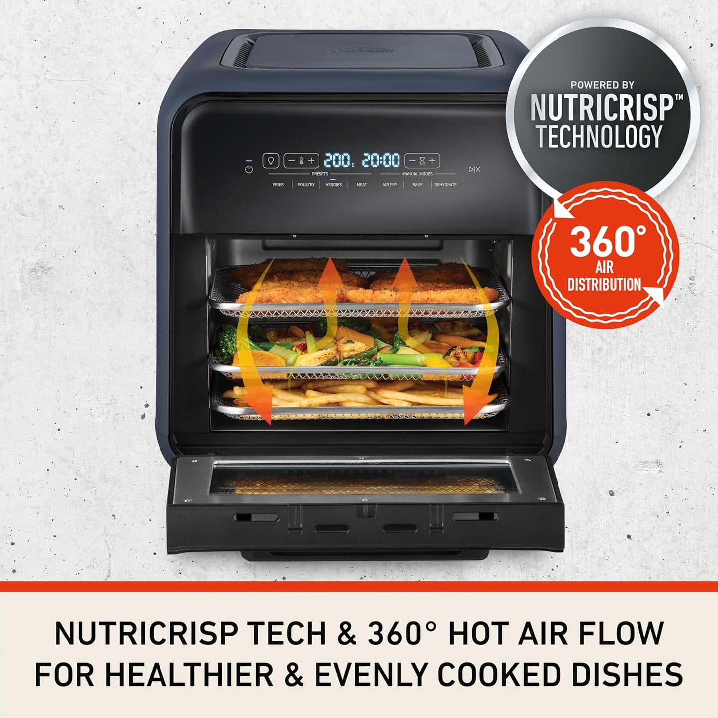 Sunbeam FlexiFry 10L Air Fryer Oven 2000W Digital Controls - Good Condition