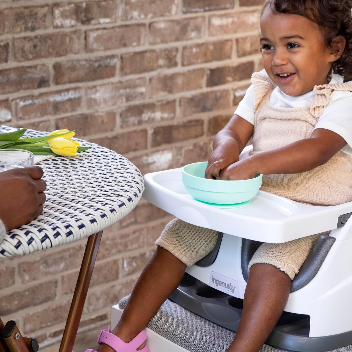 Ingenuity Baby Base 2-in-1 Booster Feeding & Floor Seat with Tray - Slate - New Condition
