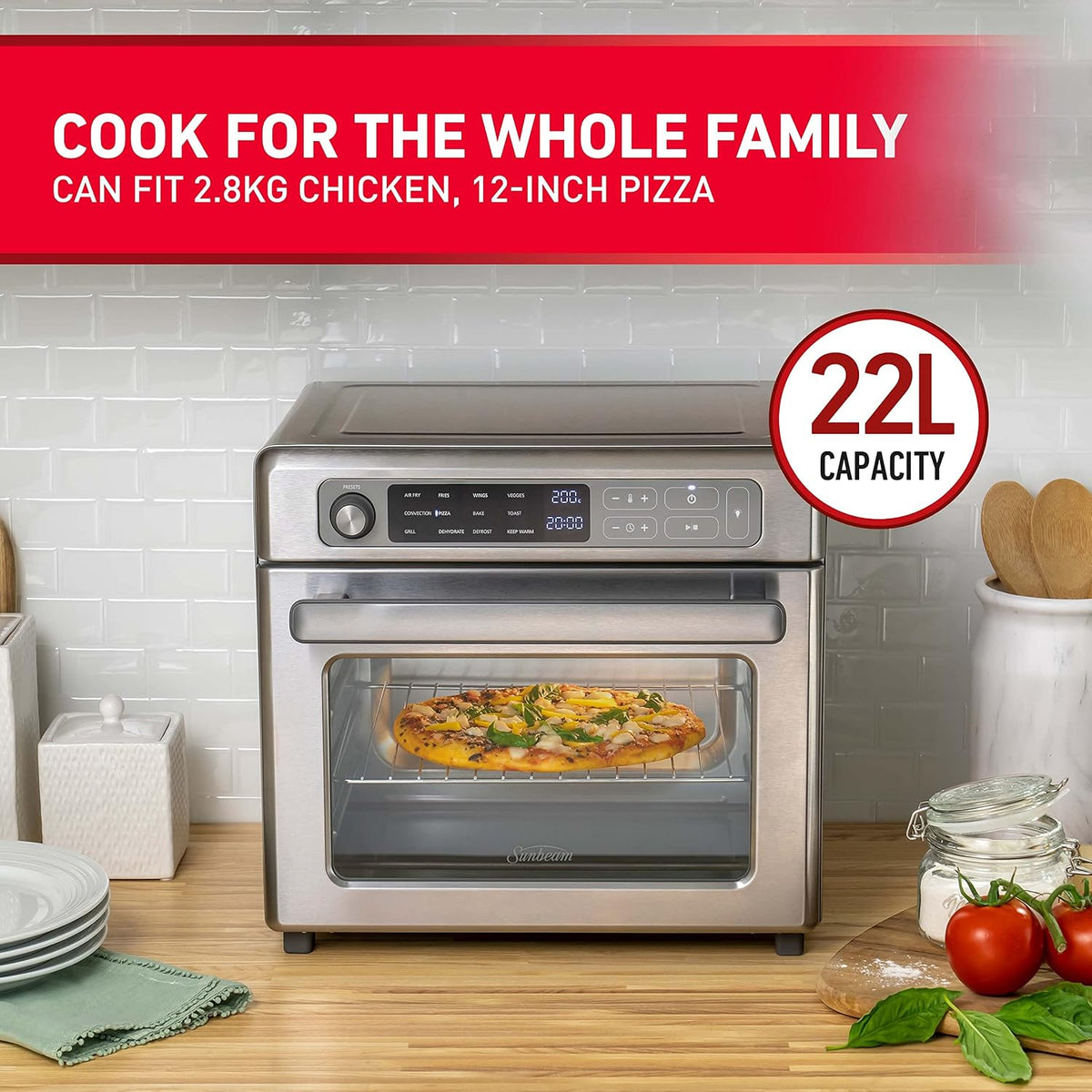 Sunbeam 12-in-1 Multifunctional Air Fryer Oven 22L – COM7000SS - New Condition
