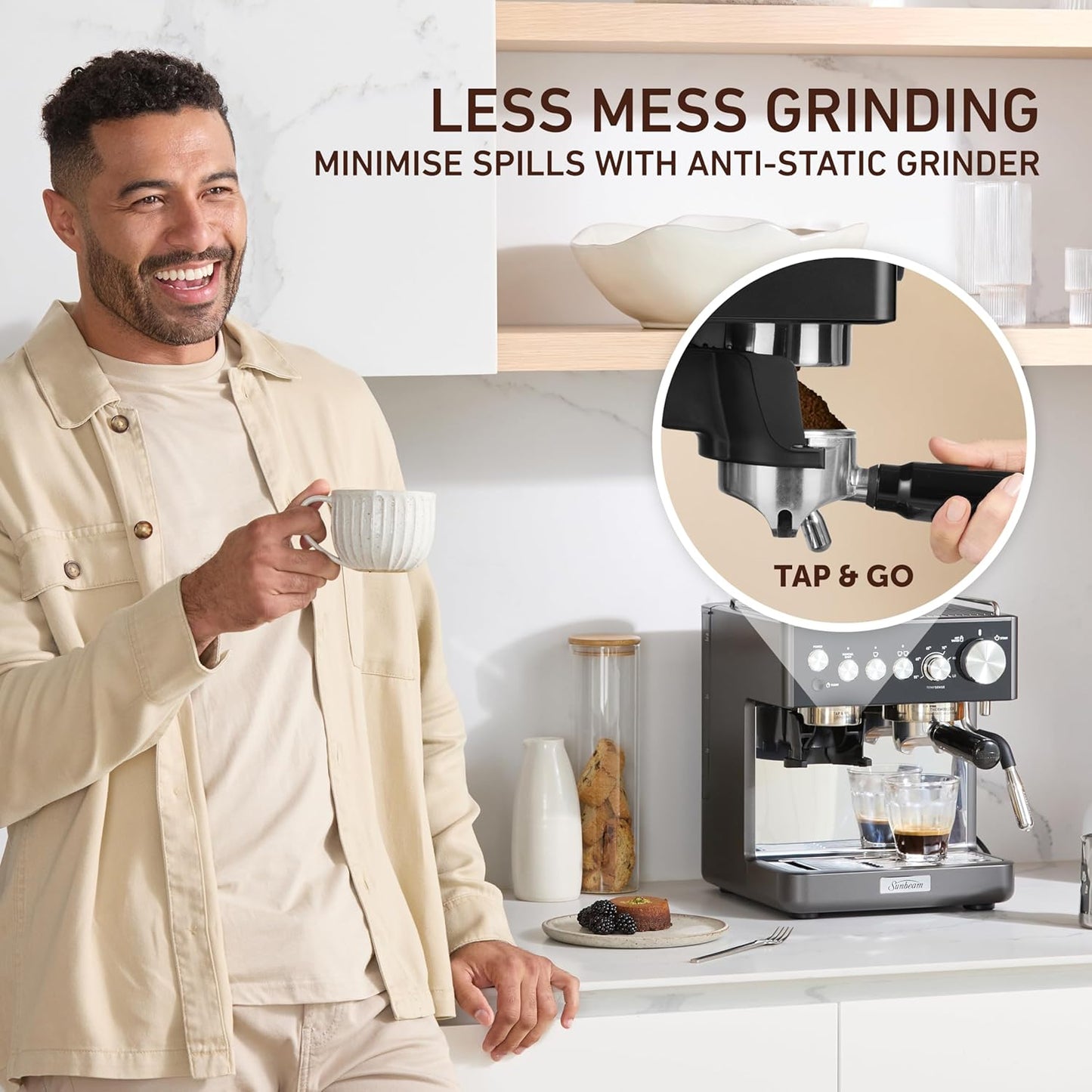 Sunbeam Origins Sense Espresso Machine with Built-In Grinder - Graphite - Excellent Condition
