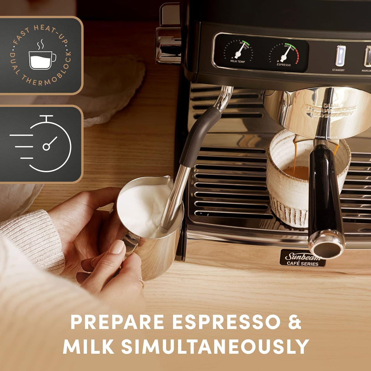 Sunbeam Café Series Duo Espresso Machine – 58mm Group Head, Dual Thermoblock - Excellent Condition