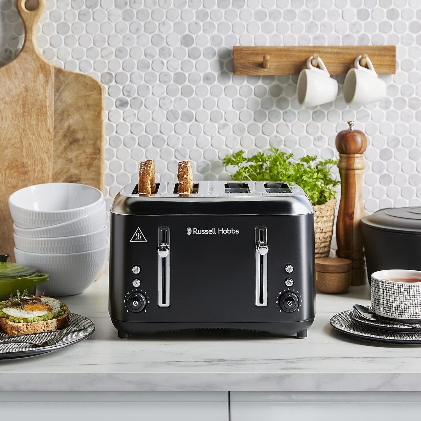 Russell Hobbs Addison RHT514BLK 4 Slice Toaster with Dual Controls - New Condition