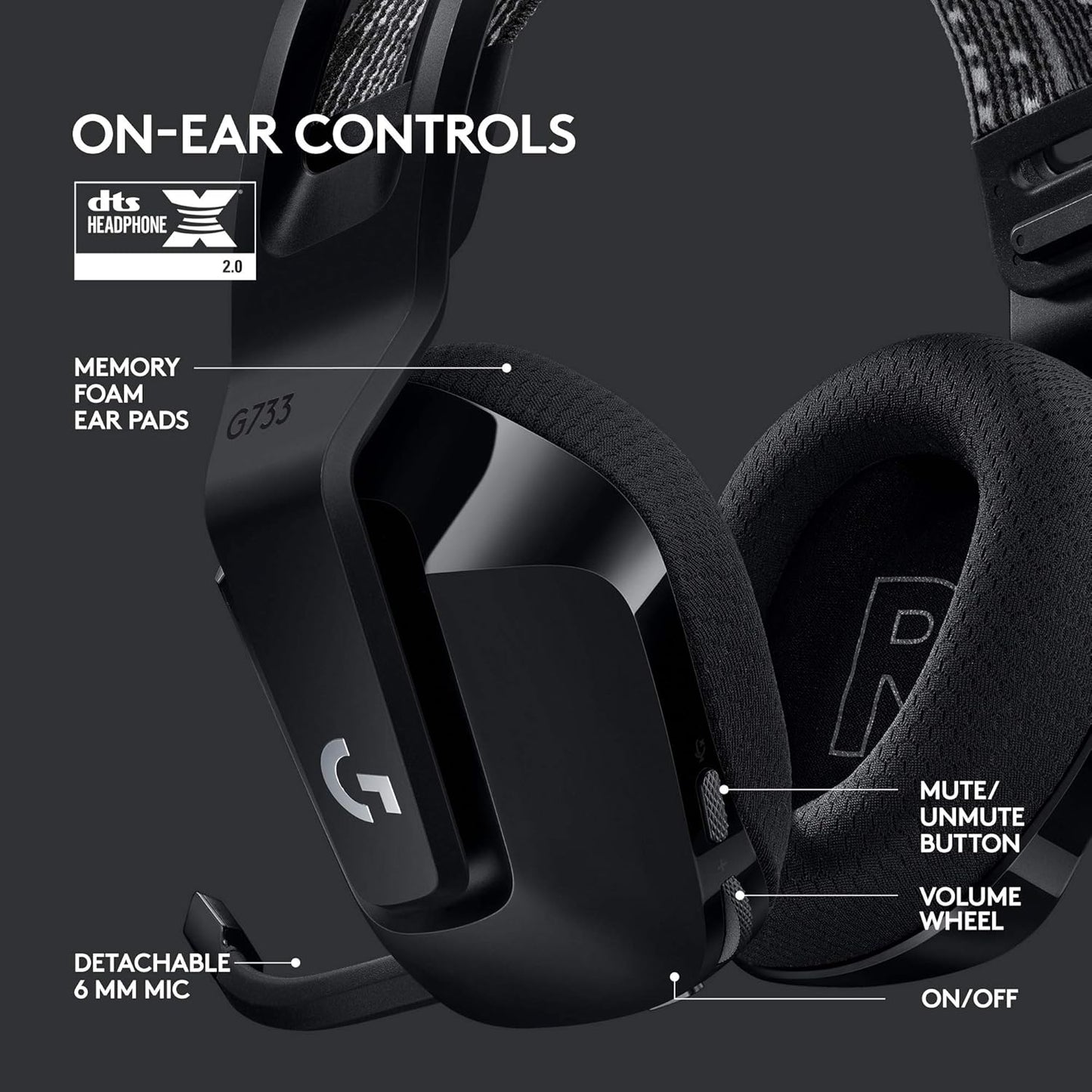 Logitech G733 Lightspeed Wireless Gaming Headset – Black - Excellent Condition