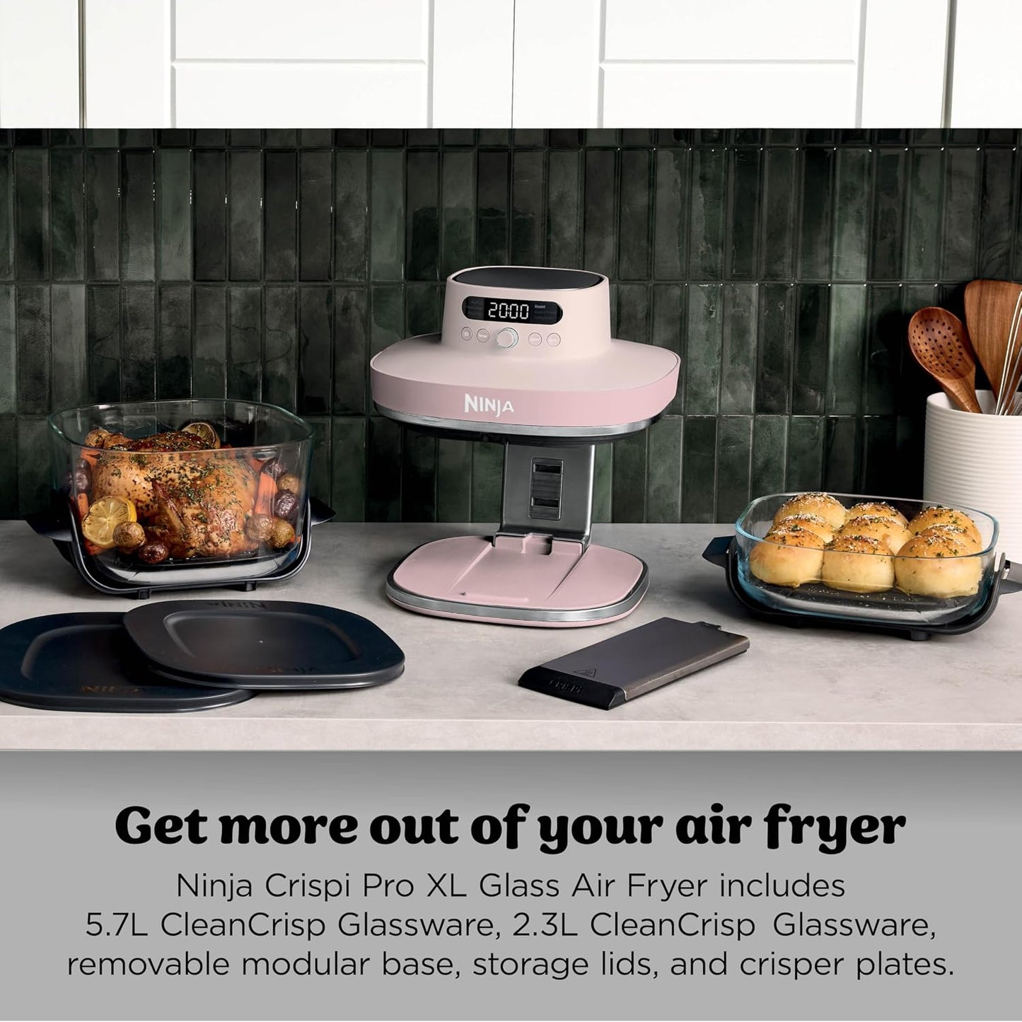 Ninja Crispi Pro AS101PKANZ 5.7L Glass Air Fryer 6-in-1 Pink - Excellent Condition