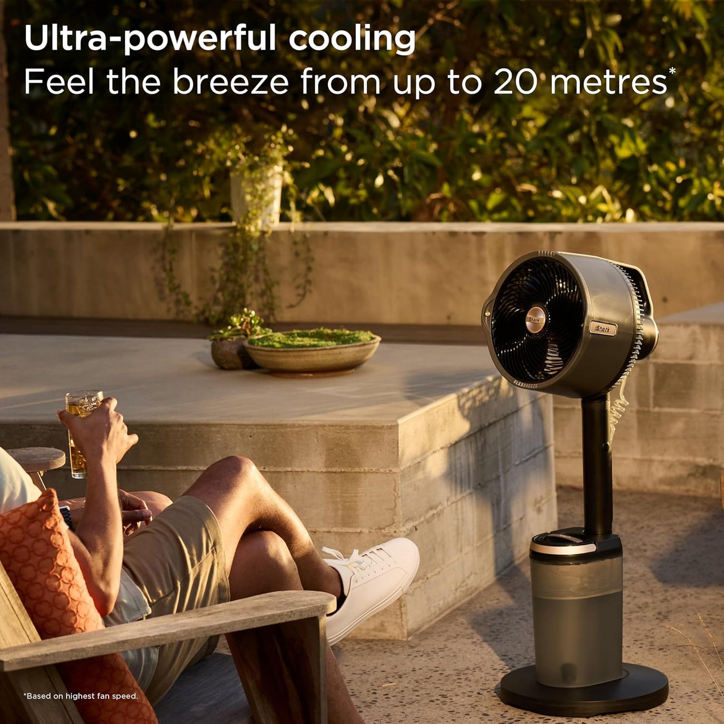 Shark FlexBreeze Pro Mist Indoor Outdoor Pedestal & Table Fan With Water Tank - New Condition