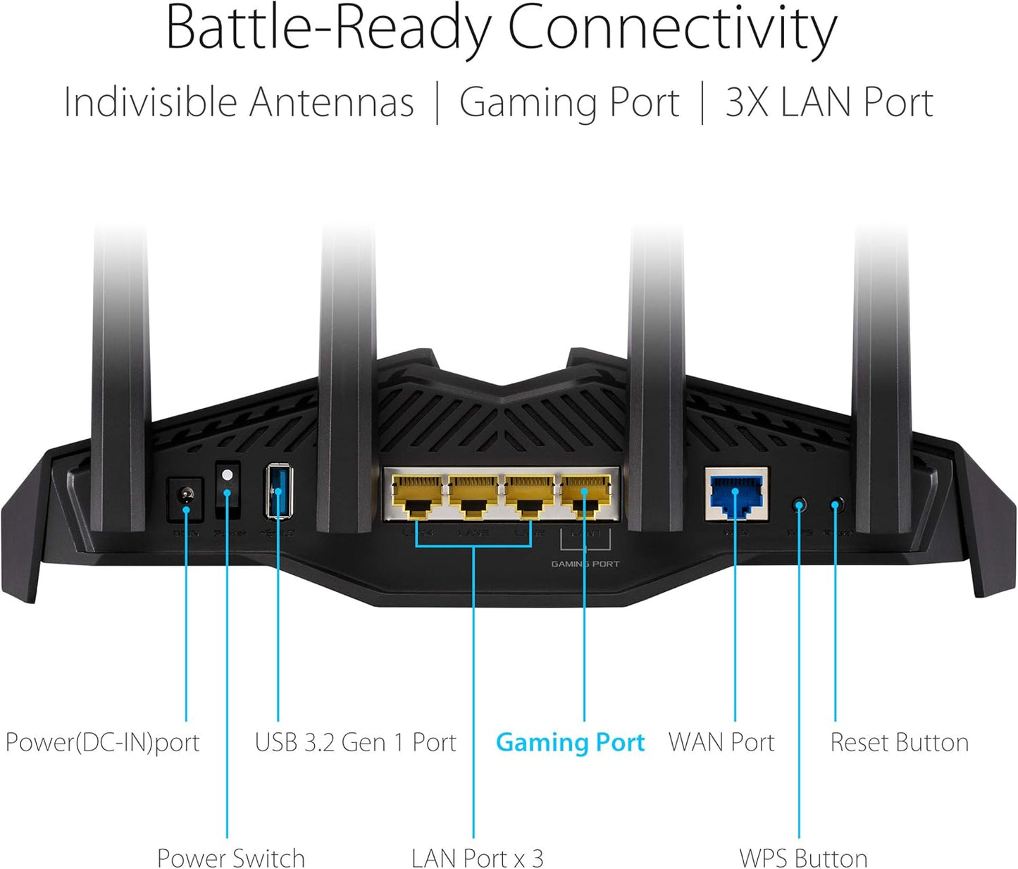 ASUS RT-AX82U AX5400 Dual Band WiFi 6 Gaming Router with Aura RGB & AiMesh - New Condition