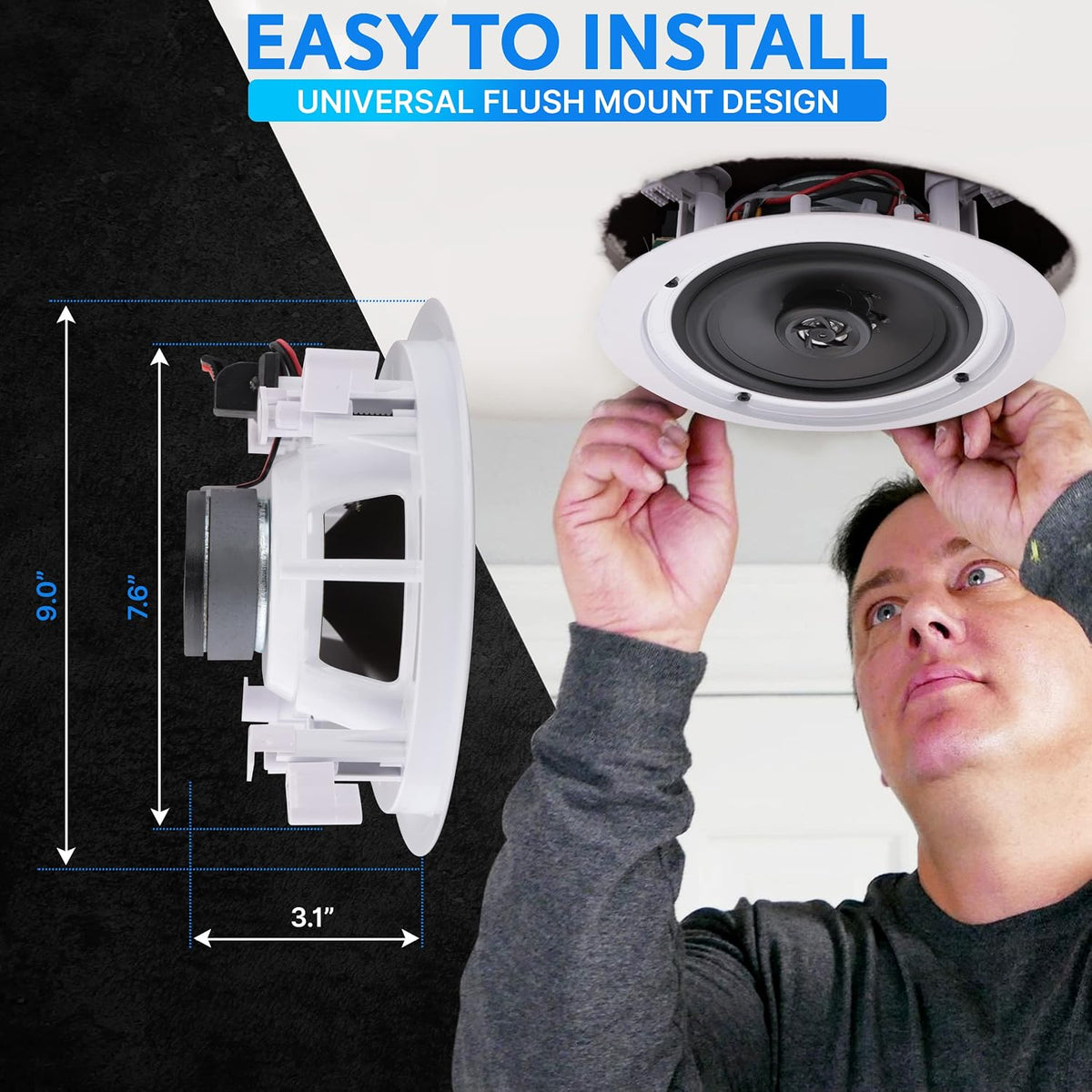 Pyle 6.5" 200W 2-Way In-Ceiling & In-Wall Speakers Pair - New Condition