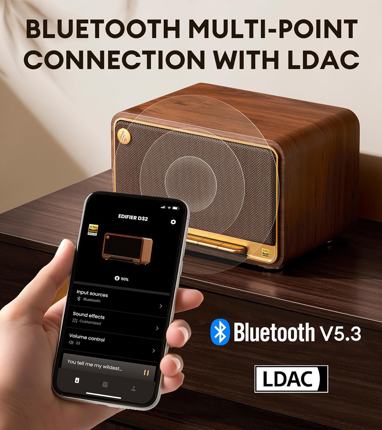 Edifier D32 Wireless Tabletop Bookshelf Speaker with Wi-Fi & Bluetooth – Brown - New Condition