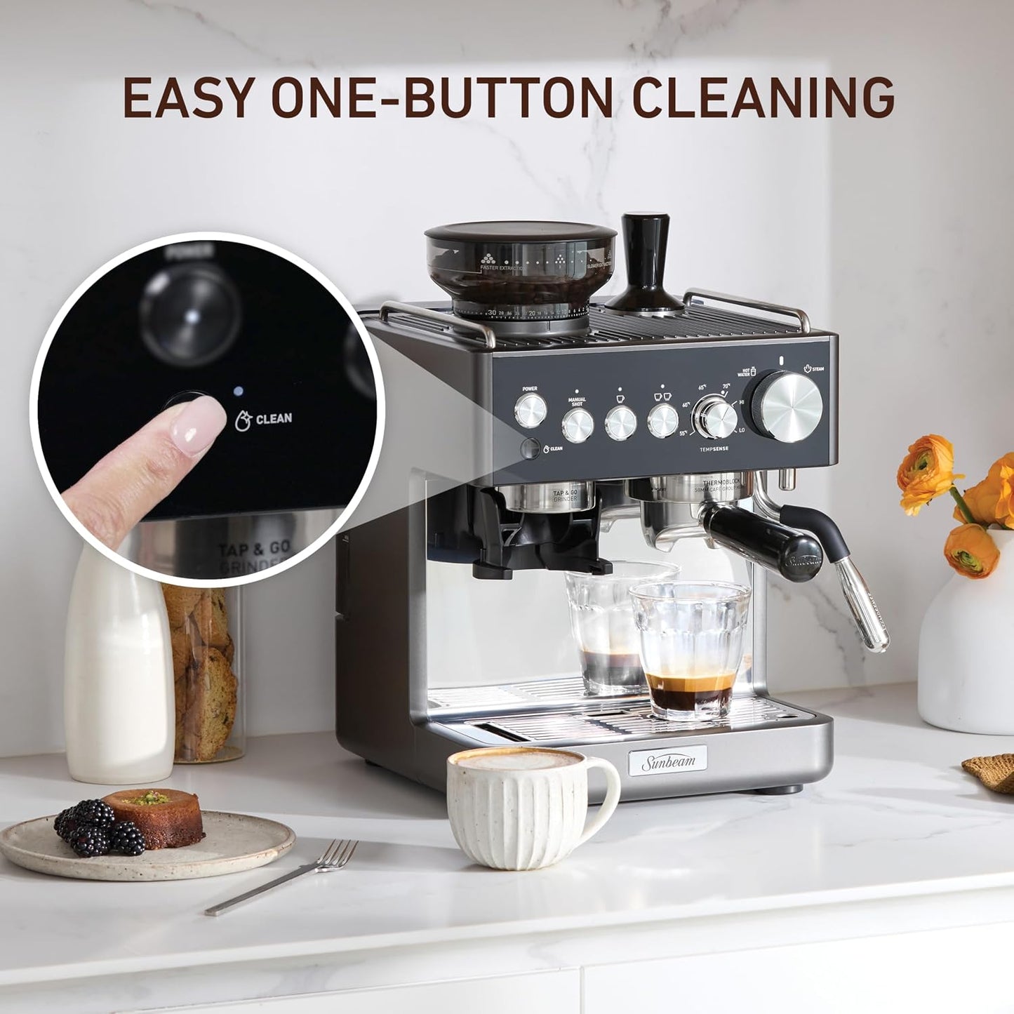 Sunbeam Origins Sense Espresso Machine with Built-In Grinder - Graphite - Excellent Condition