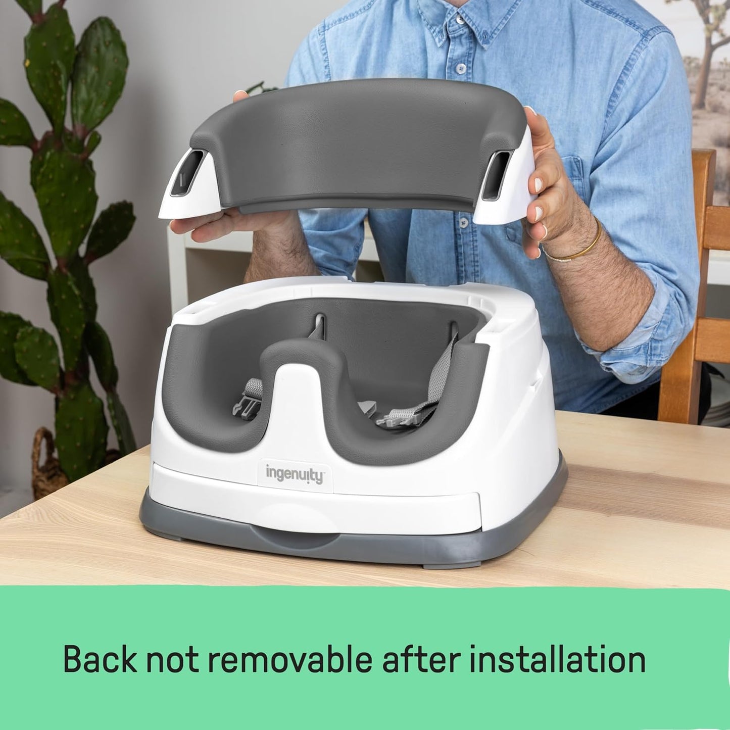 Ingenuity Baby Base 2-in-1 Booster Feeding & Floor Seat with Tray - Slate - New Condition