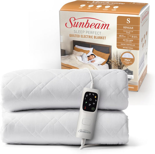 Sunbeam Sleep Perfect Antibacterial Electric Blanket King Single – Fully Fitted - Excellent Condition