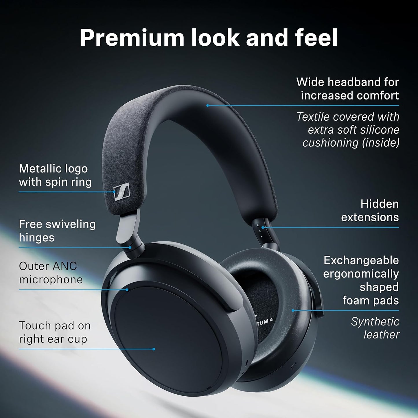 Sennheiser Momentum 4 ANC Bluetooth Headset – Black - Good Condition