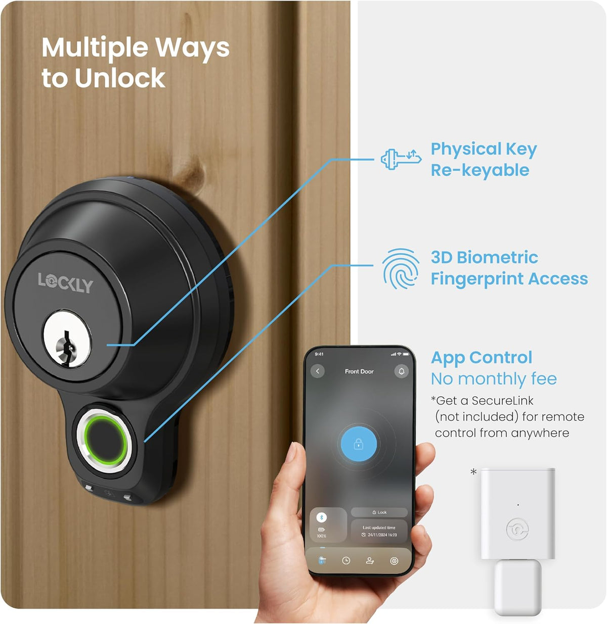 Lockly Model X Fingerprint Deadbolt Smart Lock - New Condition