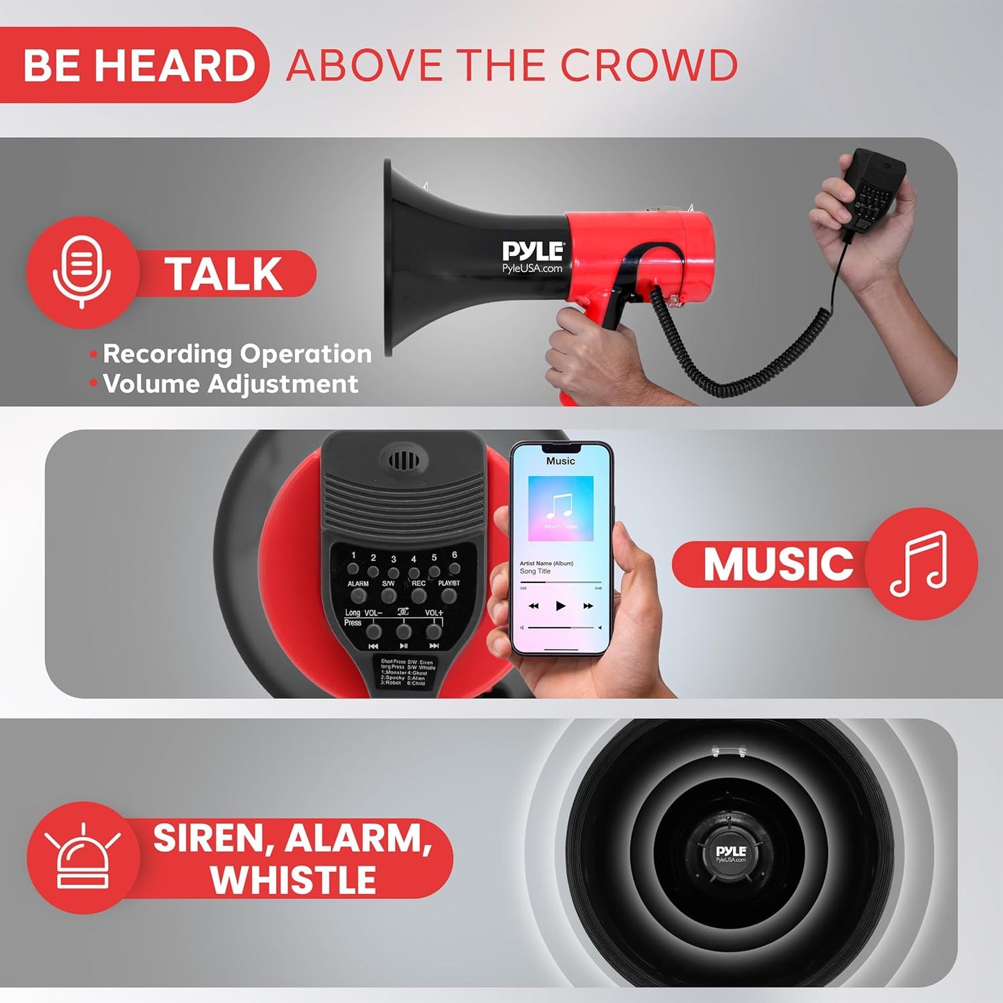 Pyle Portable Megaphone Bullhorn with Bluetooth, 100W PA Speaker - New Condition