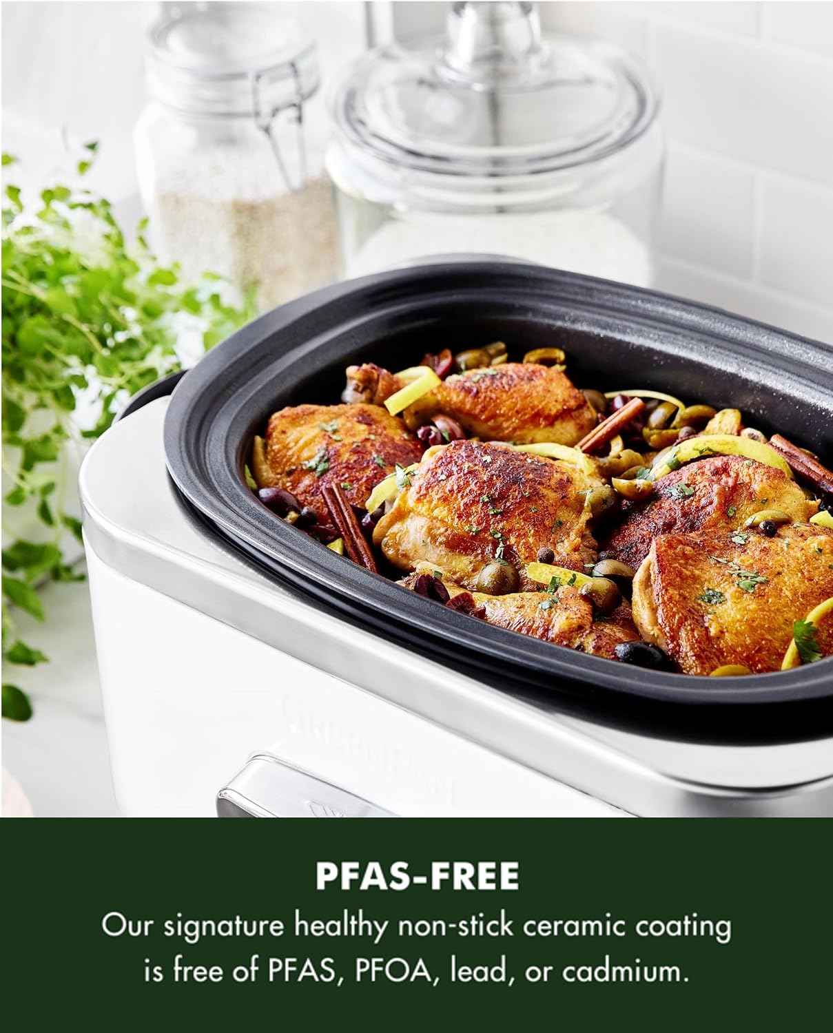 GreenPan Slow Cooker Cloud Cream 6L with Ceramic Non-Stick Pot - New Condition