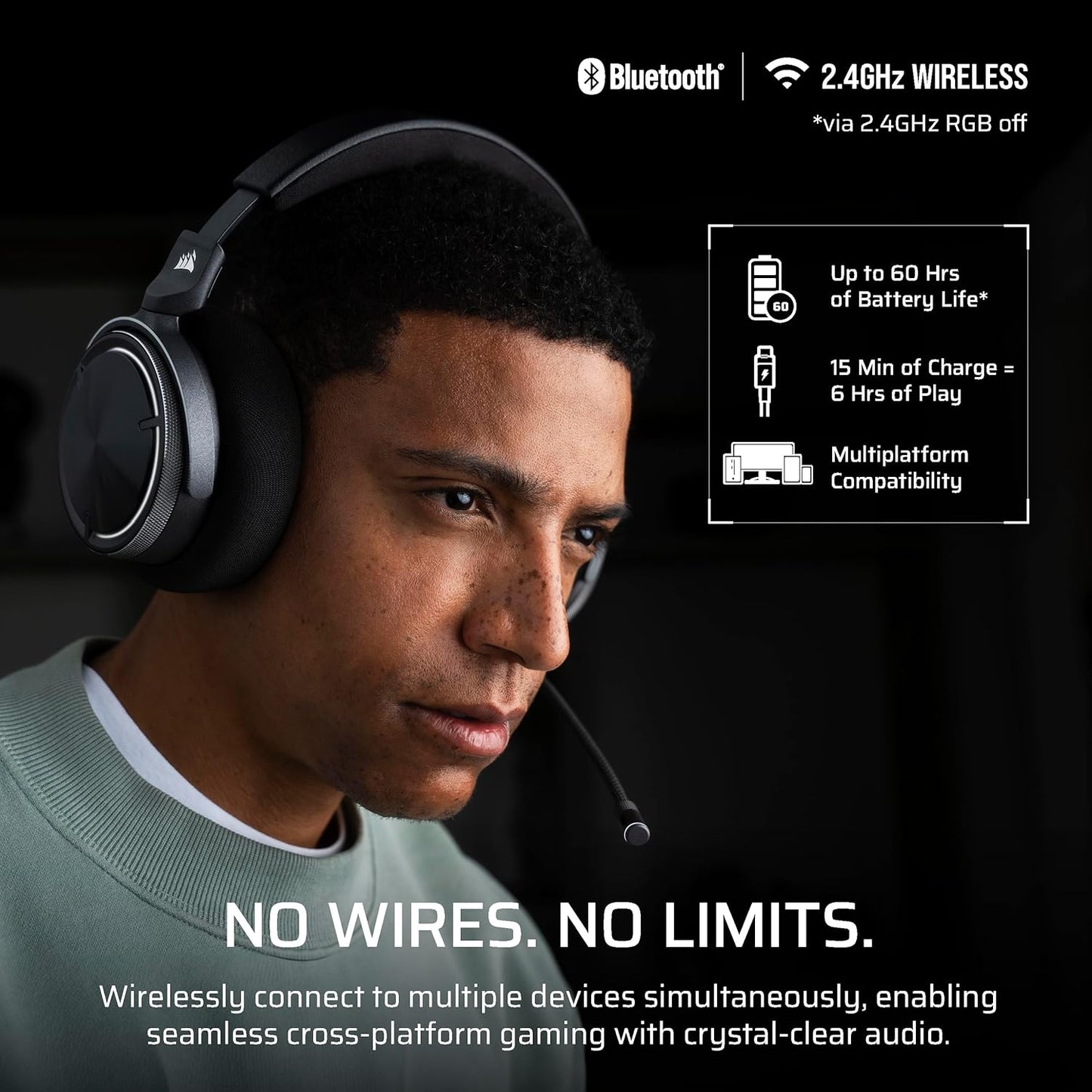 CORSAIR Virtuoso MAX Wireless Gaming Headset – Carbon - Excellent Condition