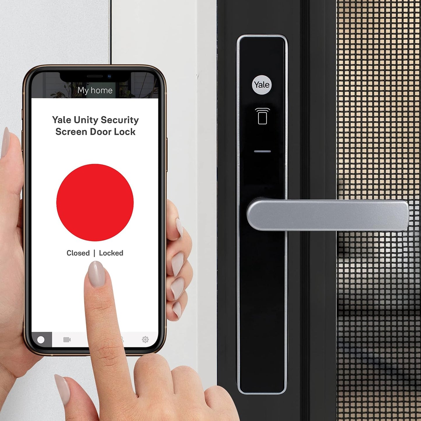 Yale Unity Security Screen Door Lock Smart Digital Lock Silver - New Condition