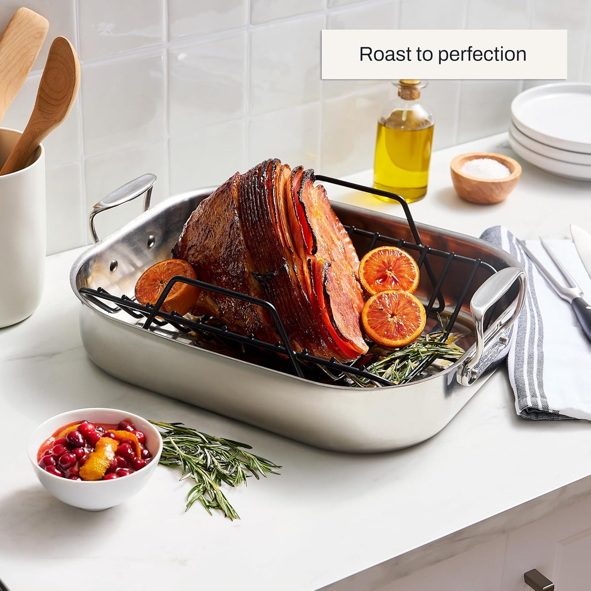 All-Clad Stainless Steel Roaster with Nonstick Rack 16-Inch - New Condition