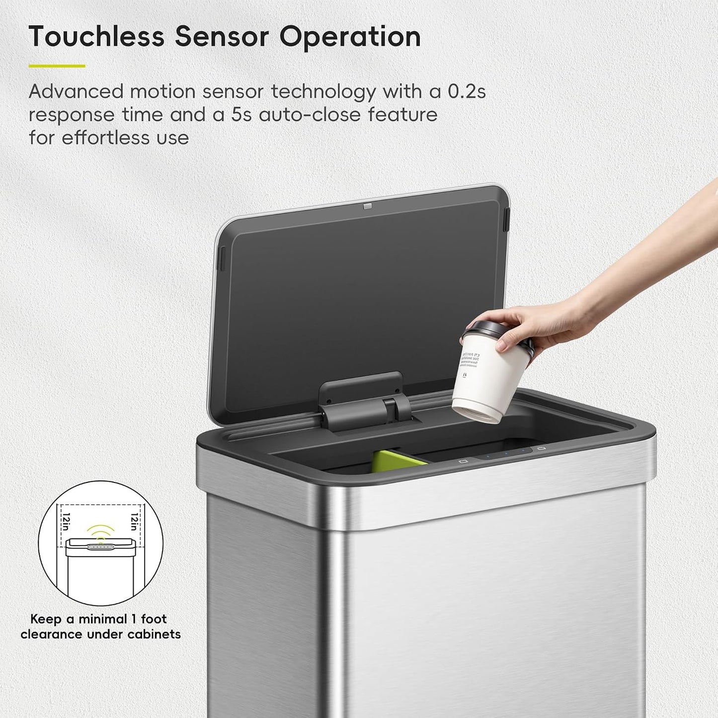 EKO Nova 60L Dual Compartment Sensor Bin 30L+30L Stainless Steel - New Condition