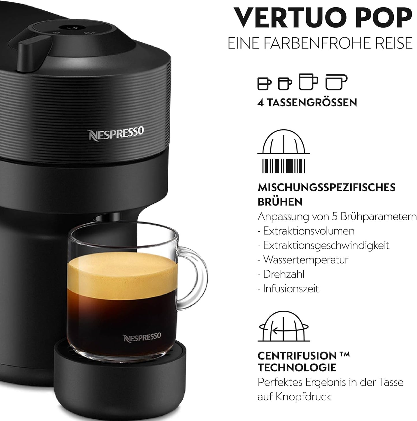 Nespresso De'Longhi Vertuo Pop Coffee Capsule Machine - Liquorice Black - Excellent Condition